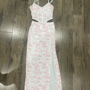 Elegant Pink and White Women's matching set